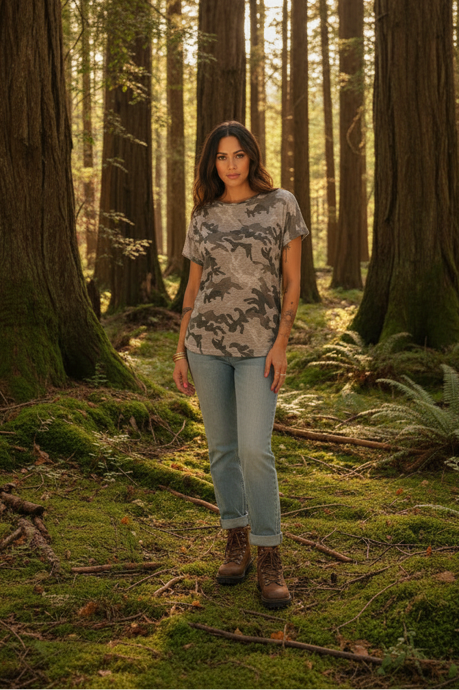 Camo Print Casual T Shirt