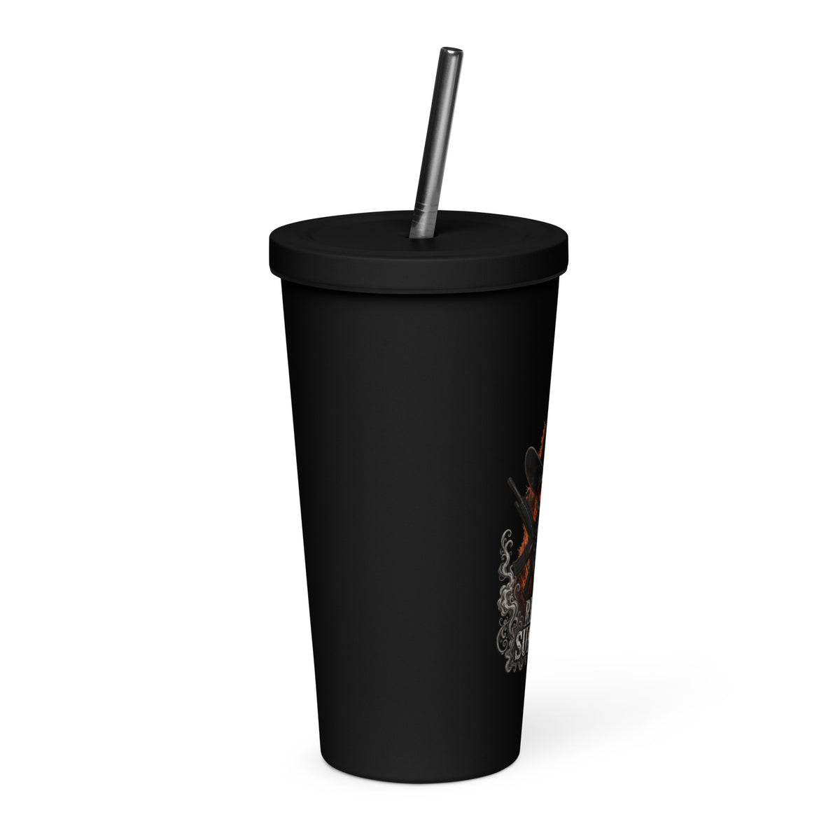 Insulated tumbler with a straw