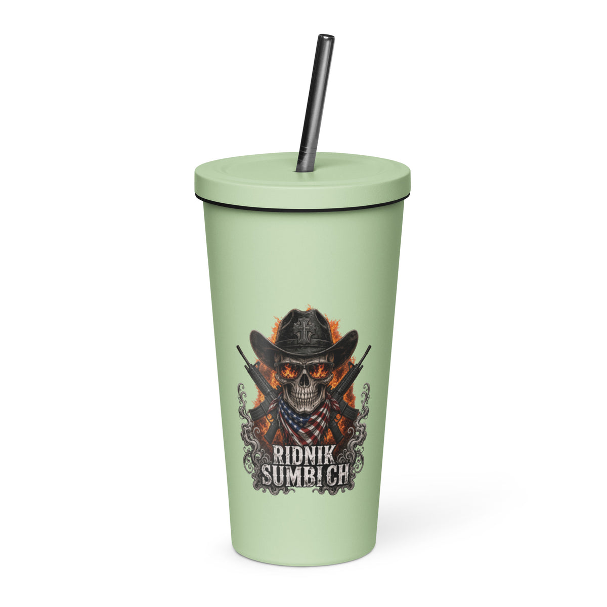 Insulated tumbler with a straw
