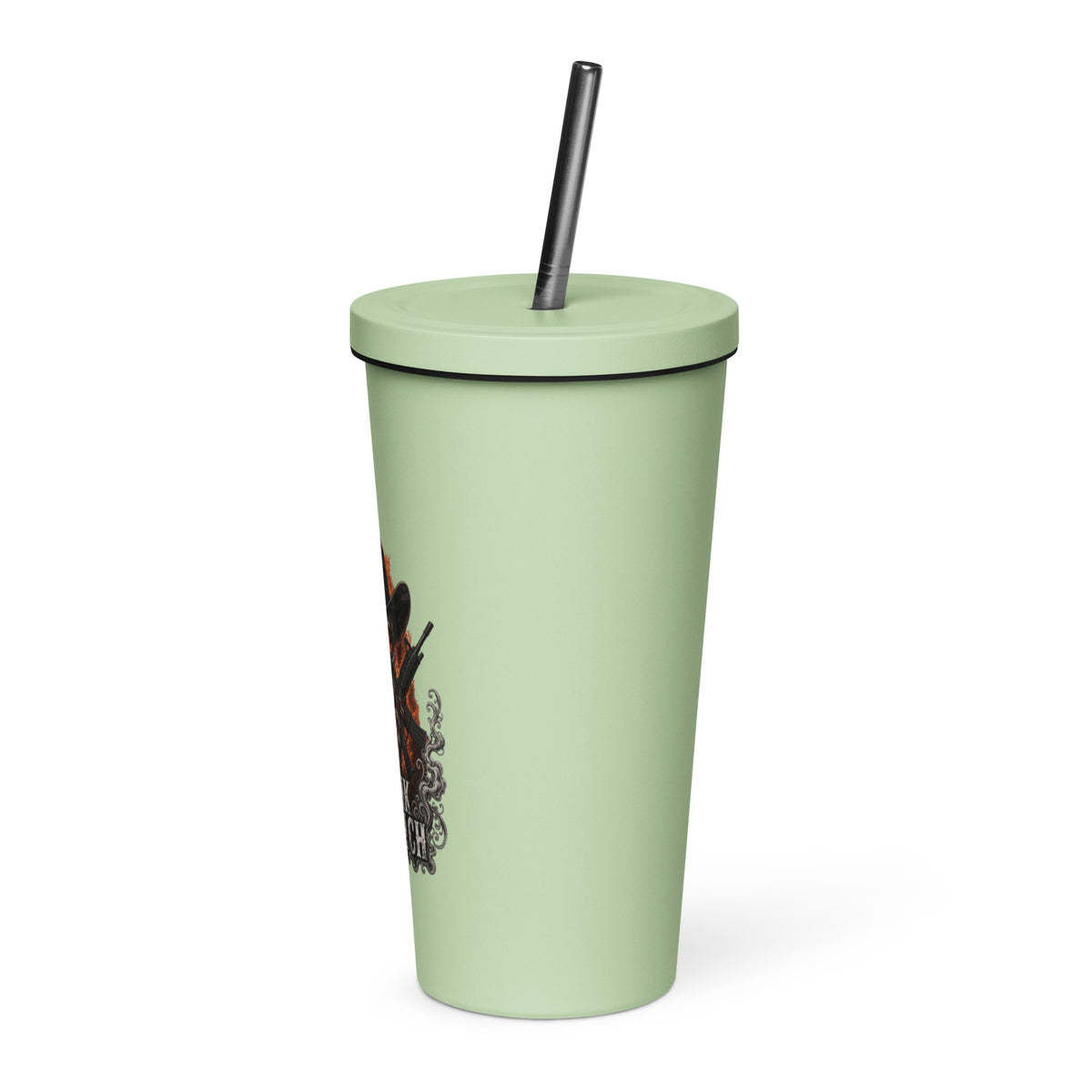 Insulated tumbler with a straw