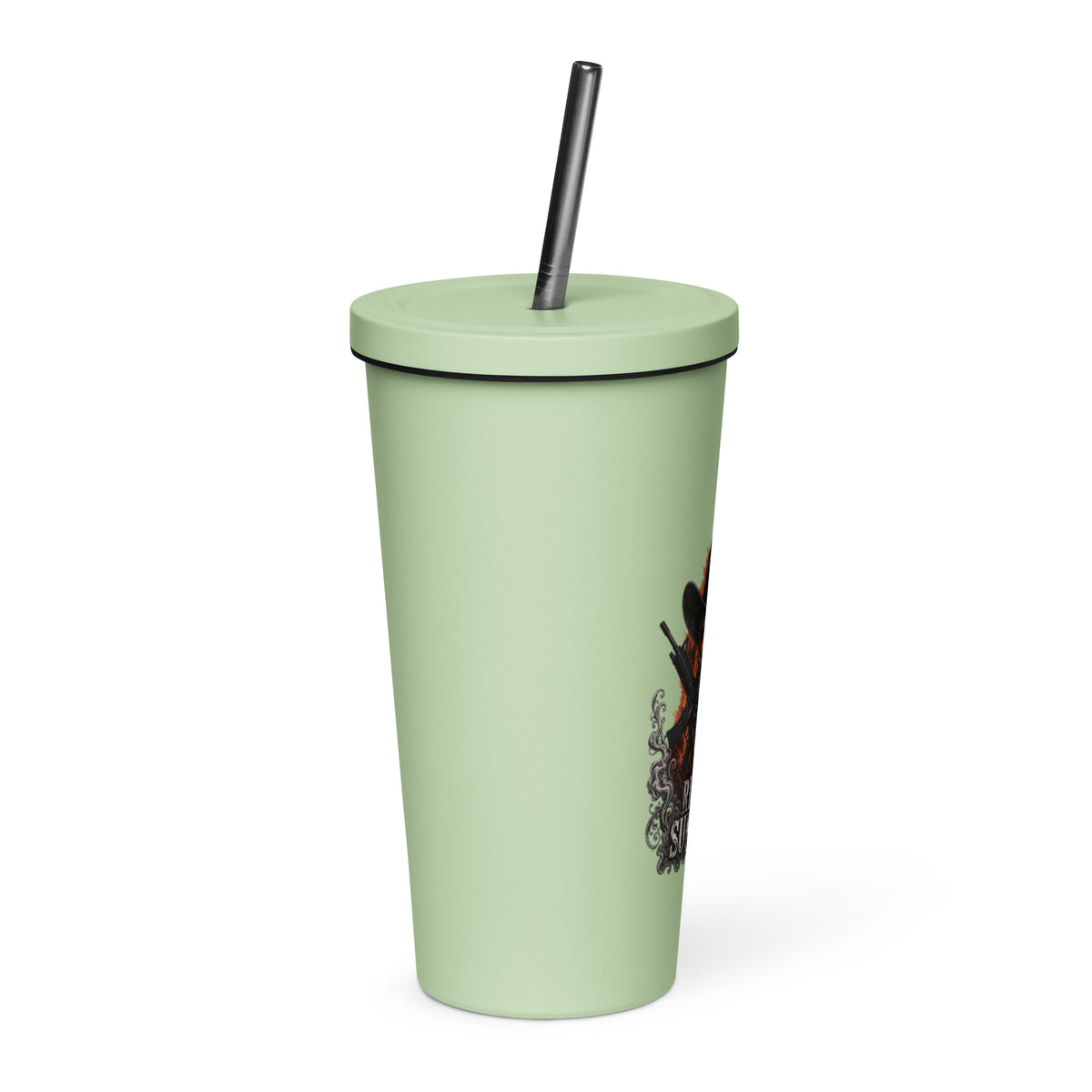 Insulated tumbler with a straw