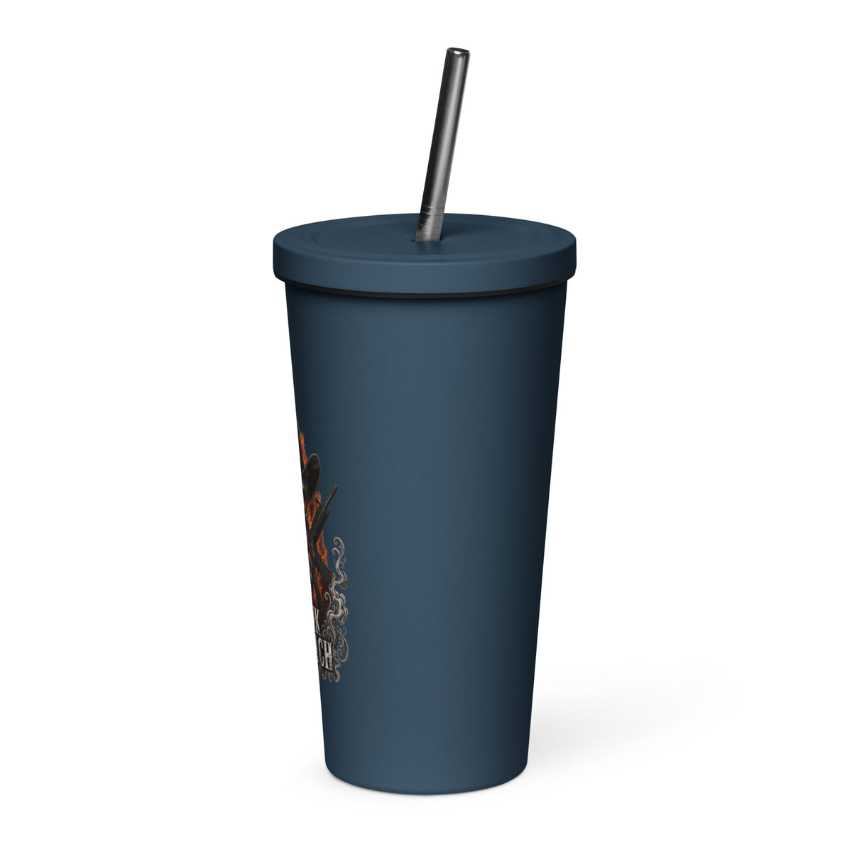 Insulated tumbler with a straw