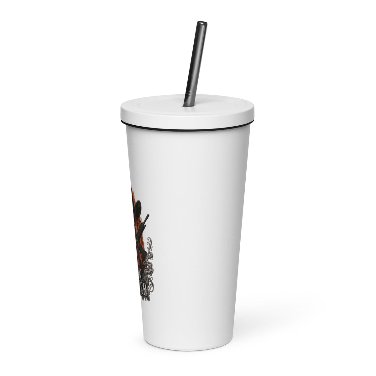Insulated tumbler with a straw