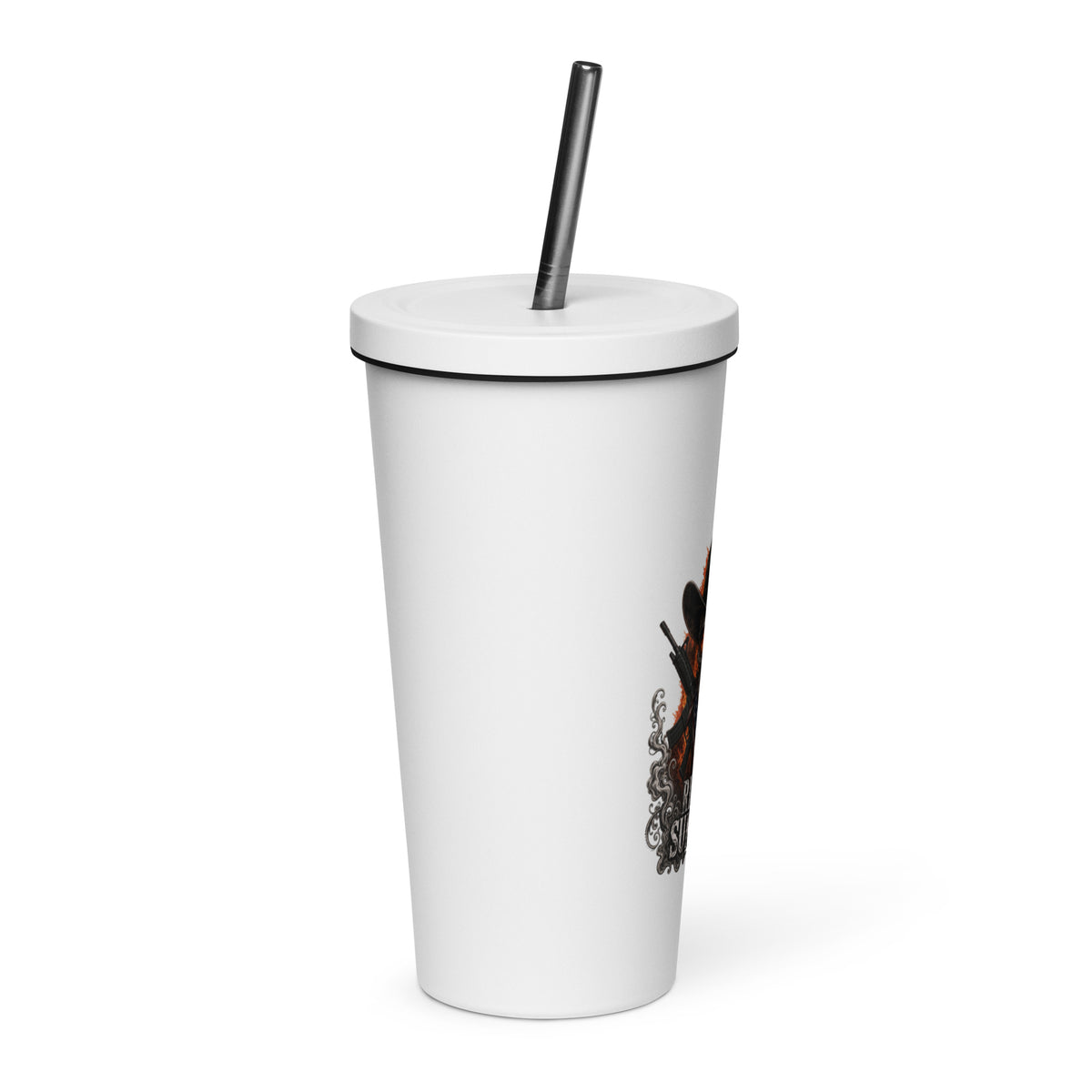 Insulated tumbler with a straw